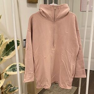 J. Crew Peach 3/4 Zip Cotton Long Sleeve Top